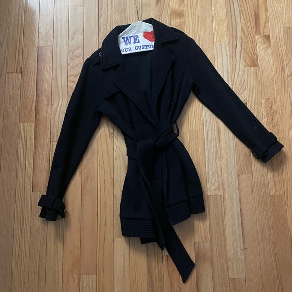 Jackets & Blazers - Black Women’s Belted Coat With Belt Size Medium
